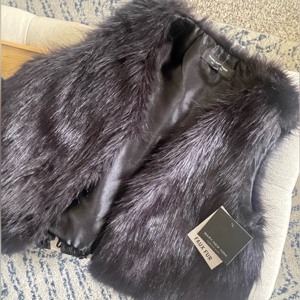 Faux Fur Black Vest / new with tags